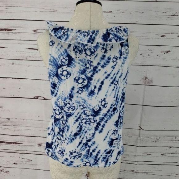Jones New York Tie Dye Ruffled medium Tank top - Picture 2 of 8